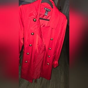 INC International Concepts Vibrant Red Trench Coat